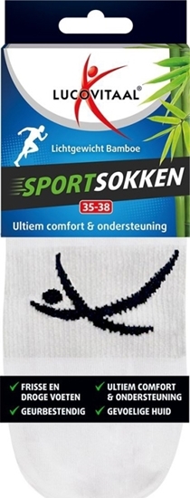 LUCOVITAAL BAMBOE SPORTSOKKEN 3538 WIT 1 PAAR